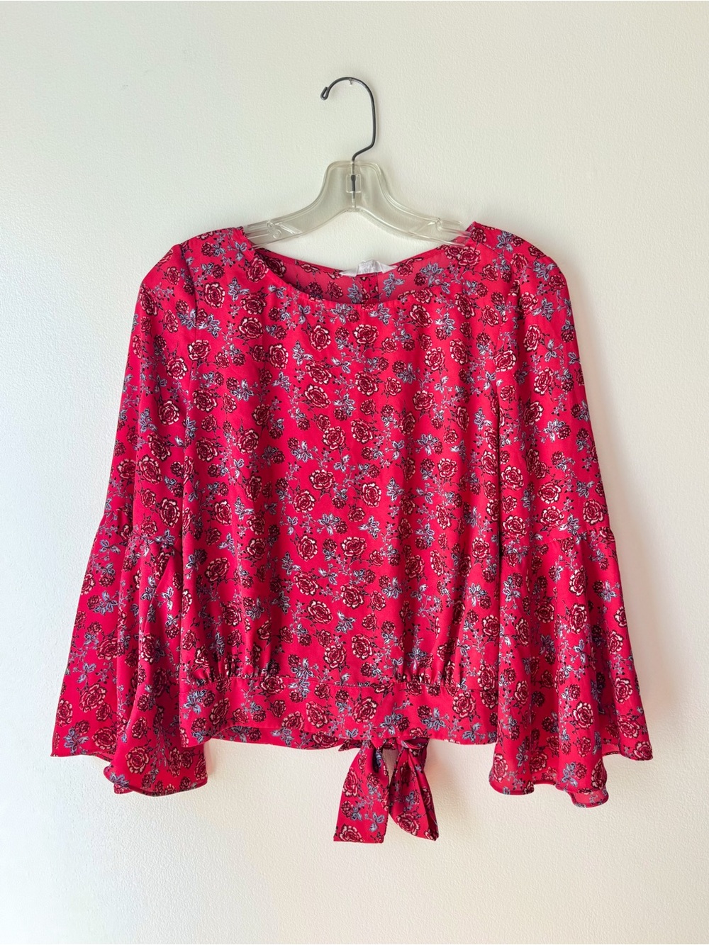 Jack BB Dakota Pink Red Floral Bell Sleeve Blouse - small